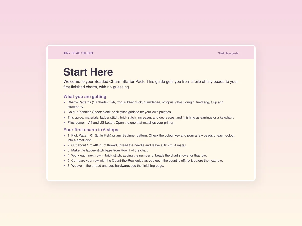 Pages from the pack: charts, colour legends and the Start Here guide