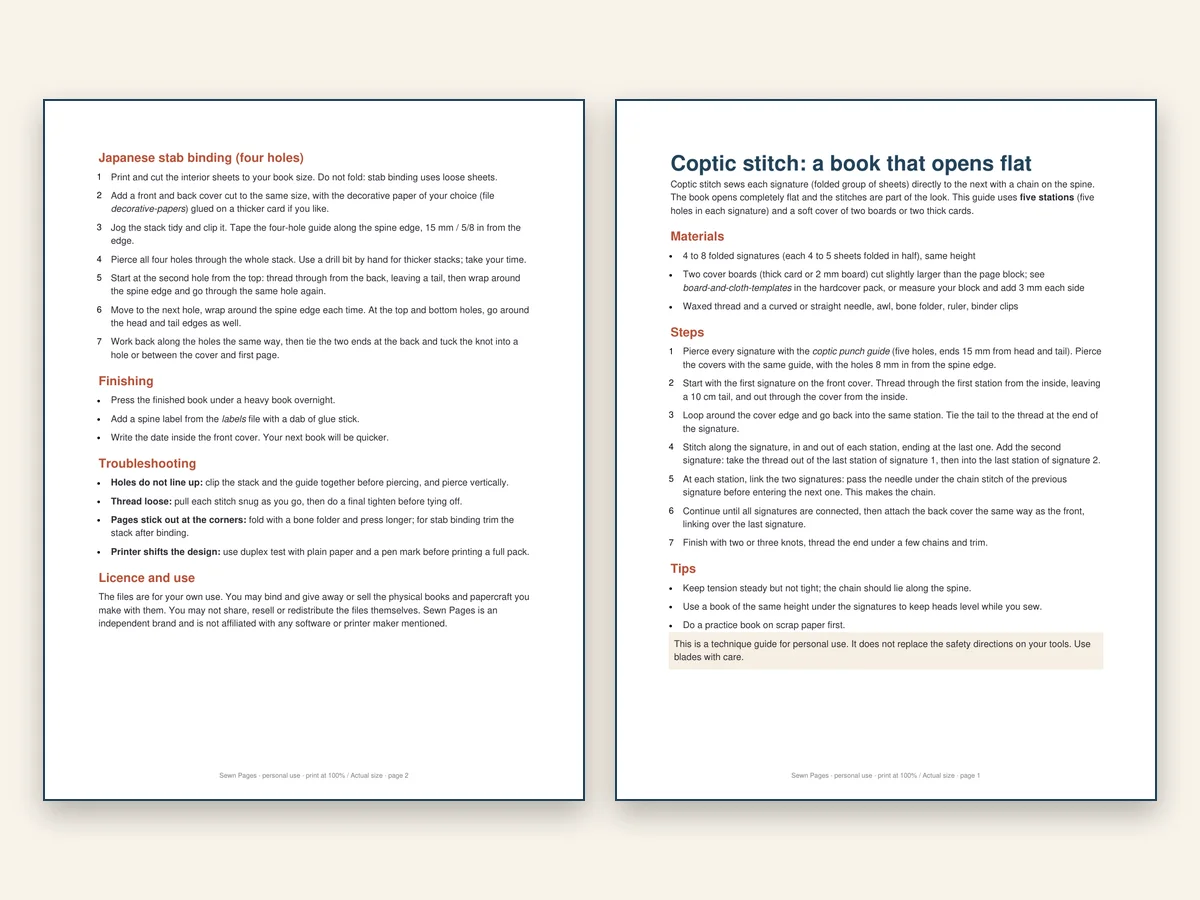 Decorative papers and a cover template laid out together